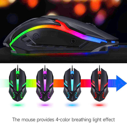 Combo gaming de teclado y ratón de 4 piezas, teclado ergonómico de 104 teclas, ratón con luz de respiración de 4 colores, auriculares y alfombrilla antideslizante para ratón