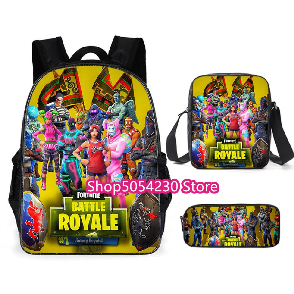 Hot game Fortnited 3PCS Backpack Set Teenager Student Travel Bag Fortress Night 3D School Knapsack Popular Games Rucksacks