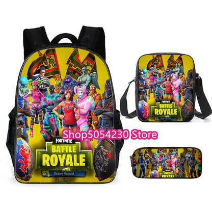 Hot game Fortnited 3PCS Backpack Set Teenager Student Travel Bag Fortress Night 3D School Knapsack Popular Games Rucksacks