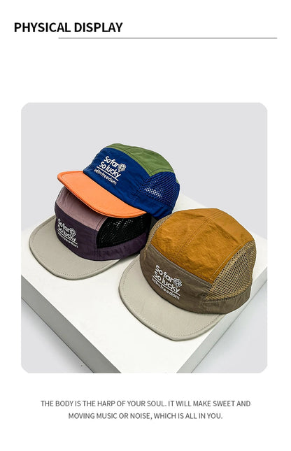 New Unisex Flat Eave Embroidered Letters Baseball Hats Breathable Korean Sunshade Quick Drying Peaked Caps Niche Versatile ins