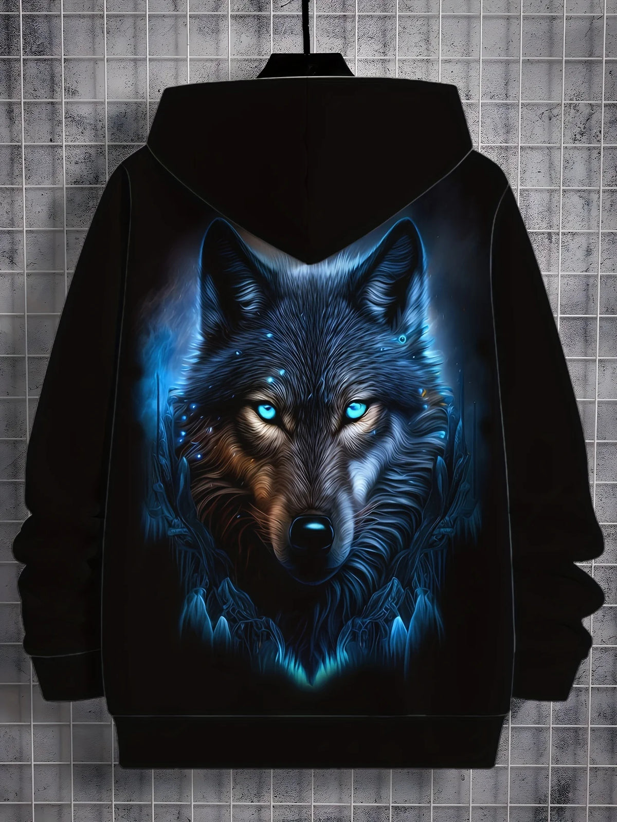 2025 Fashion Men's Autumn Wolf Printed Comfortable Soft Hooded Sports Shirt Outdoor City Street Top