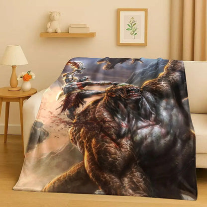 HD Kratos God of War Games Cartoon Gamer Flannel Blanket,Ultra Soft Warm Plush Throw for Home Bedroom Bed Sofa Cover Picnic Kids