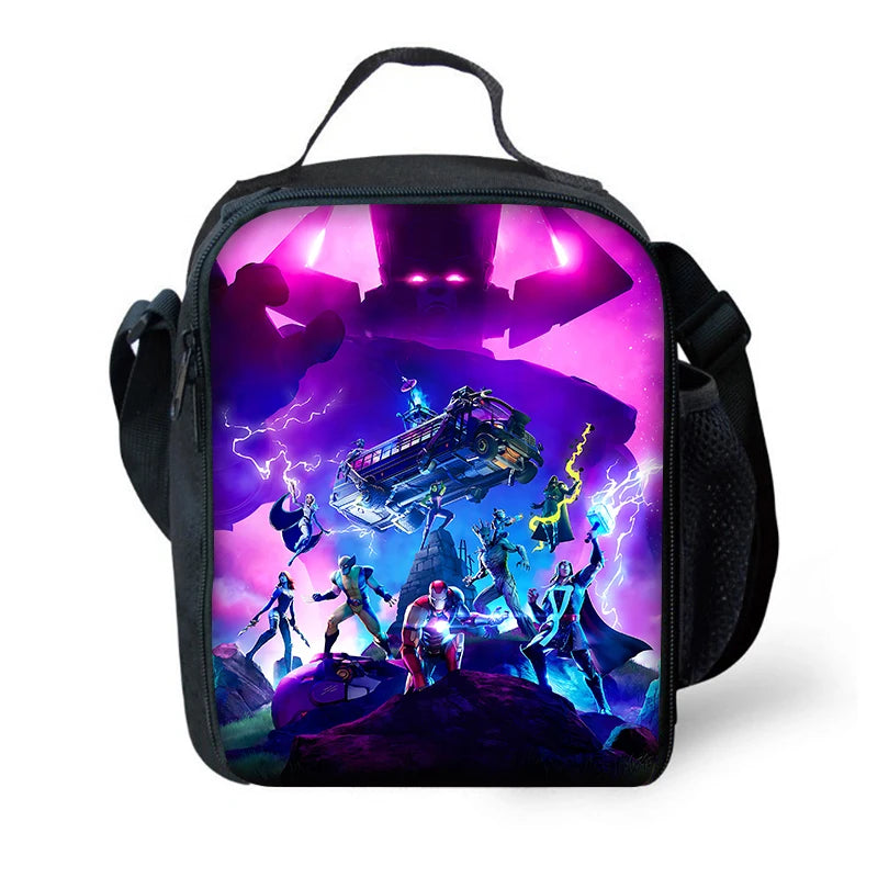 Hot Game Kinder-Isoliertasche groß F-FortniteS, geräumige wiederverwendbare Thermo-Kühltasche/Lunchbox für Jungen, Mädchen, Schüler, Outdoor und Picknick