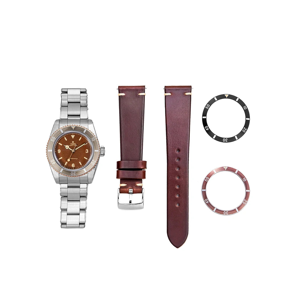 Thorn T028 Bronze Dive Watch PT5000 Automatic Movement Mechanical Watches Aluminum Bezel Sapphire 37mm Men Wristwatch