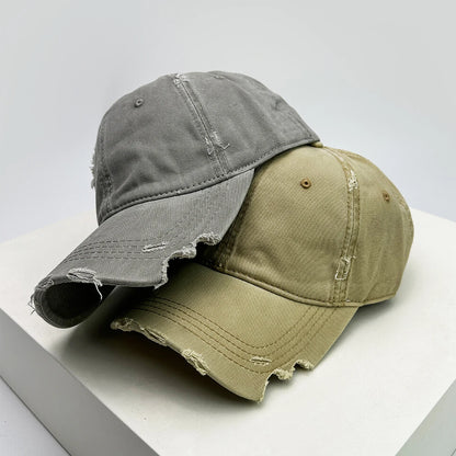 New Unisex Notch Solid Personal Baseball Hats Breathable Broken Style Sunshade Casual Peaked Caps Versatile Distress Fashion ins