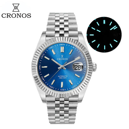 Cronos DateJ Luxury Men Watch Stainless Steel 5 Links Bracelet PT5000 Miyot 9015 100m Water Resistant Sapphire L6046M