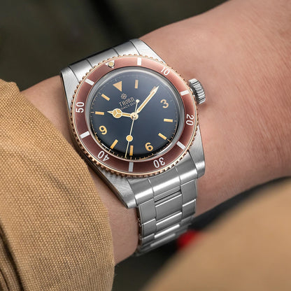 Thorn T028 Bronze Dive Watch PT5000 Automatic Movement Mechanical Watches Aluminum Bezel Sapphire 37mm Men Wristwatch
