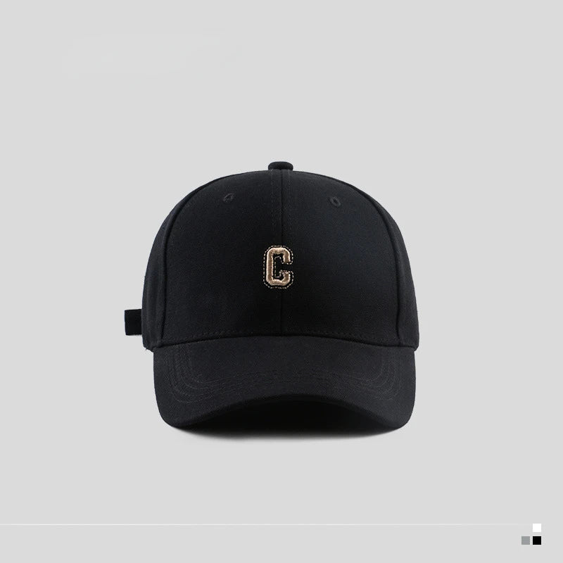Hard-top C Letter Baseball Cap Men Women's Korean version of the tide peaked cap wide-brimmed big head  the curved brimmed hat