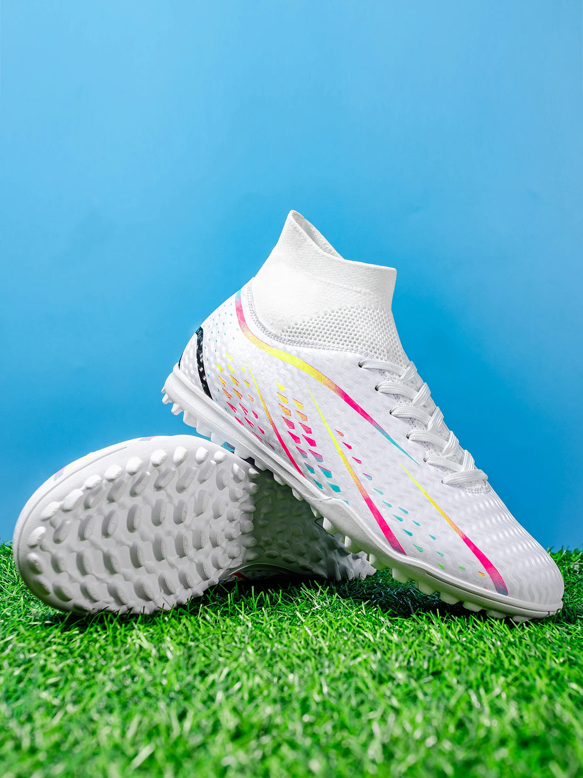 Chaussures de football TF professionnelles pour hommes, femmes et enfants, en PU + tissu respirant, semelle en caoutchouc résistante à l'usure