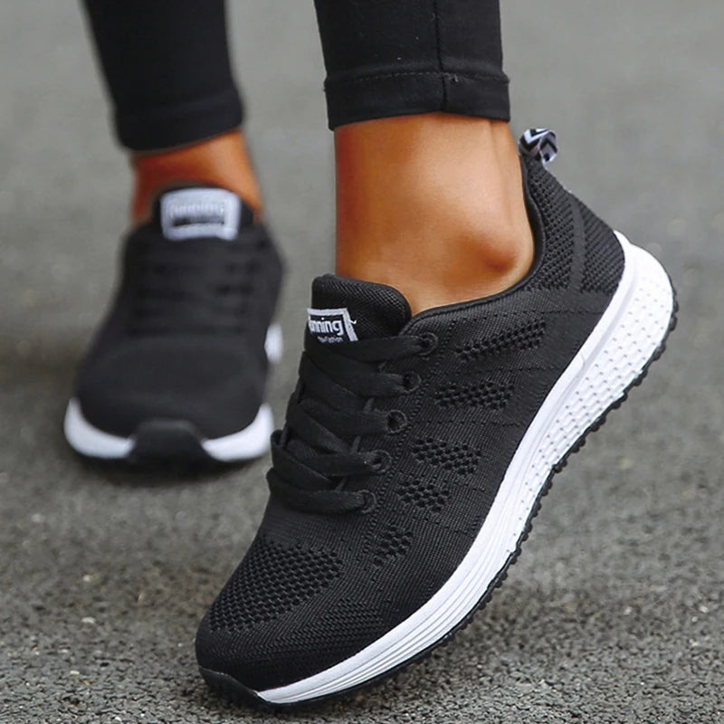 Women's Sneaker 2025 New Fashion Breathable Trainers Comfortable Sneakers Mesh Fabric Lace Up Women's Tennis Shoes For Women