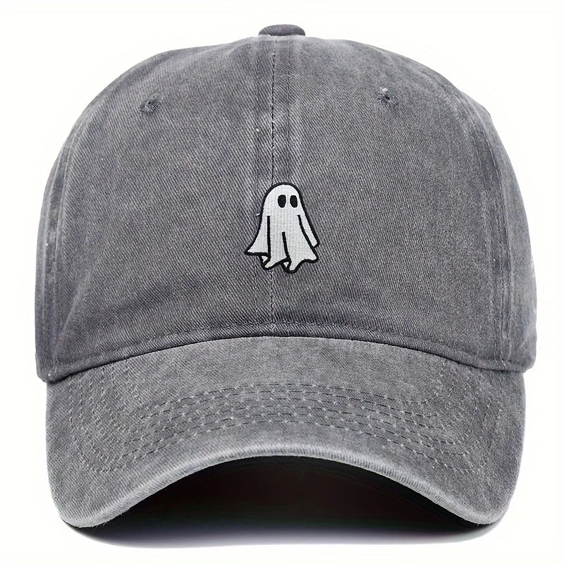Halloween Embroidered Baseball Hat with Cute Ghost Pattern Simple Style Suitable for Men and Women