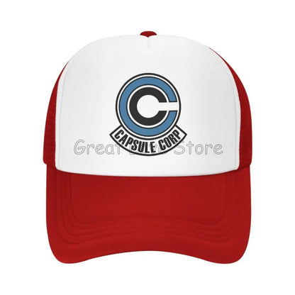 Capsule Corp Mesh Baseball Caps Unisex Hip-Hop Trucker Hat Anime DBZ Dad Hat Adjustable Racing Cap Summer Trucker Snapback Hats
