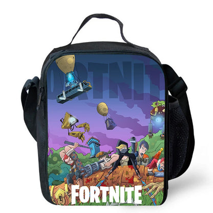 Fortnite cartoon lunch bag, portable insulated lunch bag, reusable food storage bag, suitable for children and students.