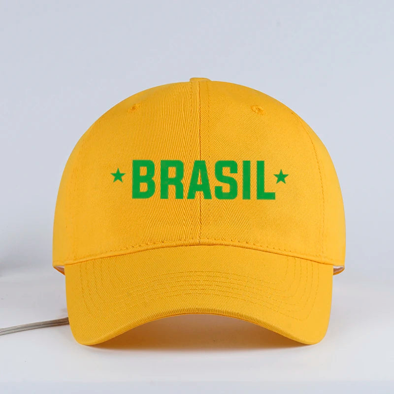 Brazil Fans “BRASIL” Printed Soft-Peak Baseball Cap – Unisex Adjustable Sun Hat for Soccer Enthusiasts – Father's Day Gift