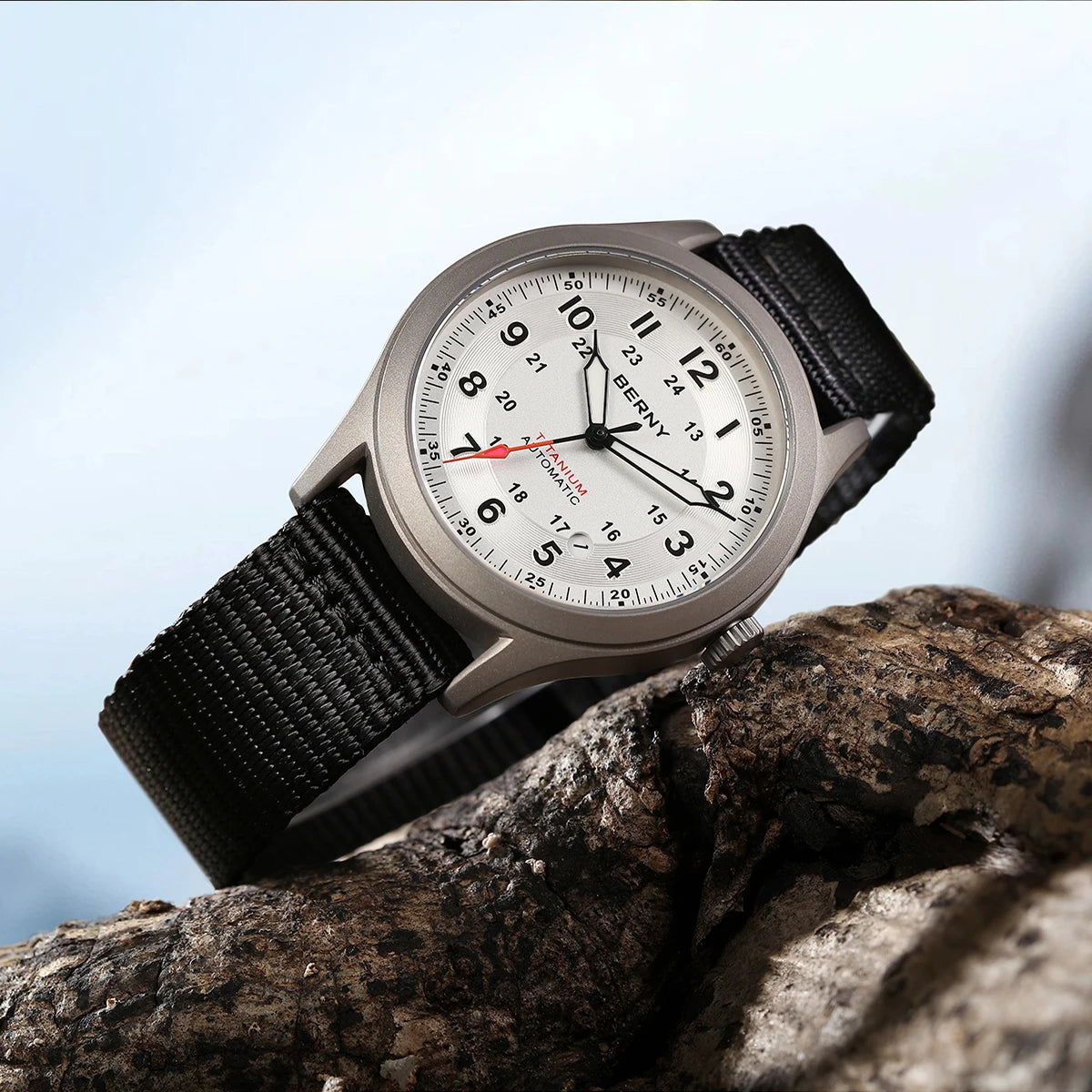 BERNY Titanium Automatic Men's Field Watches Date Sapphire Super Luminous Sports Easy Read Outdoor 10ATM Mechanical Watch