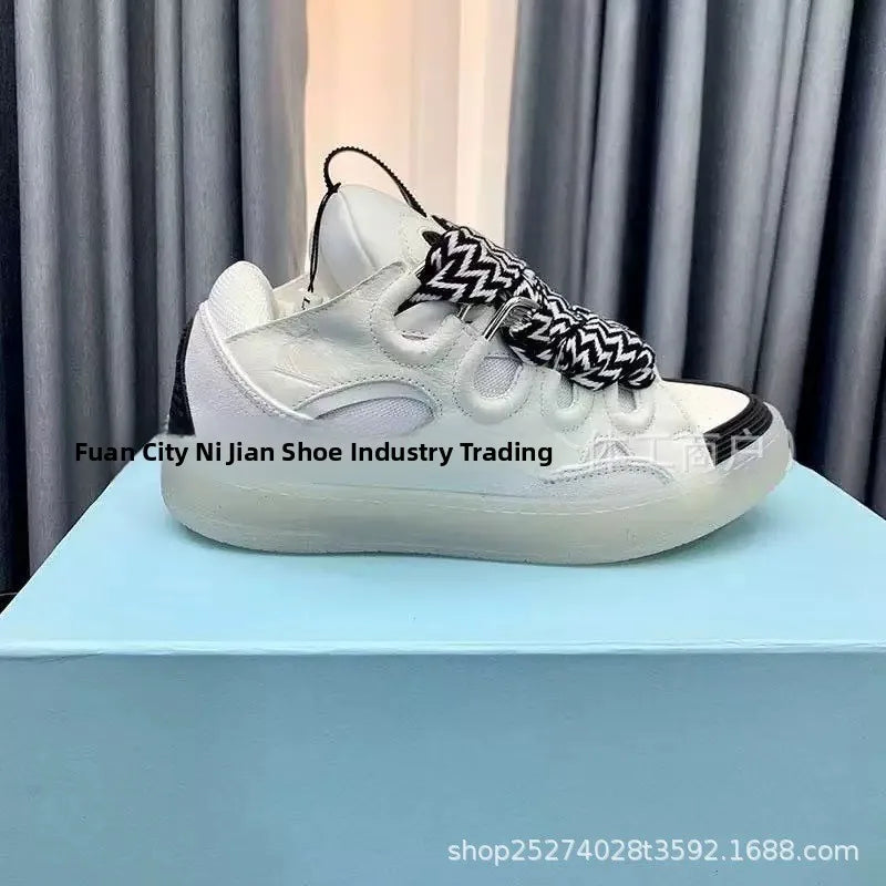 Zapatillas tipo skate de tacón alto cómodas, con suela gruesa, estilo casual deportivo dad shoes, estilo bolso, vietnamita y camboyano, nuevo diseño con nudo, sin cordones