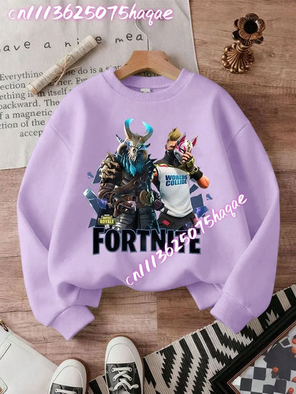 Sweatshirt pullover FORTNITED de manga comprida para criança, estilo streetwear para menina, menino e bebé, top de moda anime infantil, presente