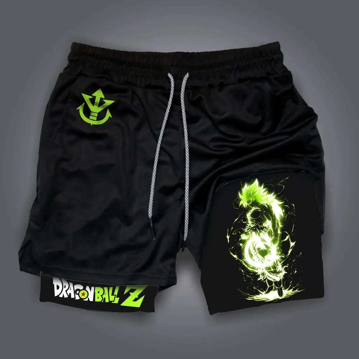 Dragon Ball Anime Peripheral Majin Buu GOKU Printed Sports Double-layer Shorts American 2025 Summer Men's Loose Breathable Pants, Produit gaming premium Fraquane, équipement gamer