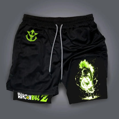 Dragon Ball Anime Peripheral Majin Buu GOKU Printed Sports Double-layer Shorts American 2025 Summer Men's Loose Breathable Pants, Produit gaming premium Fraquane, équipement gamer