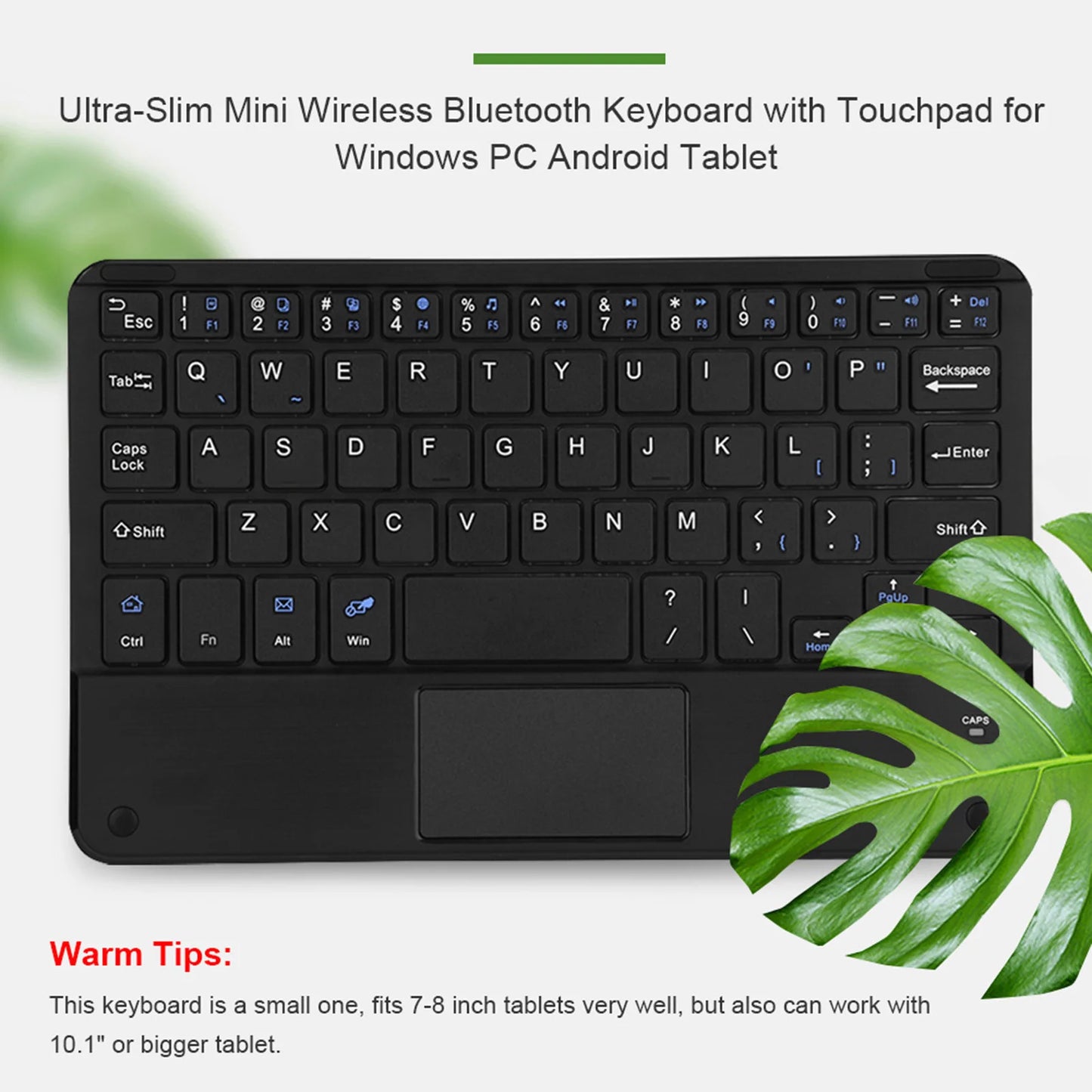 Tastiera Bluetooth wireless mini UltraSlim professionale con touchpad, compatta, ergonomica e reattiva, per PC Windows e tablet Android