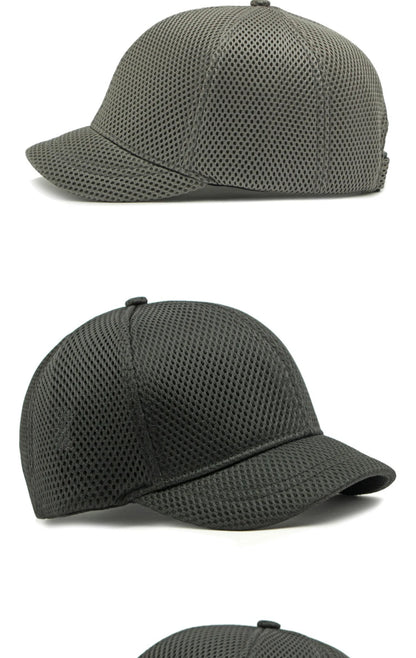 HT4828 5CM Short Brim Baseball Cap Male 6 Panels Baseball Hat Breathable Mesh Trucker Cap Men Women Solid Plain Snapback Cap