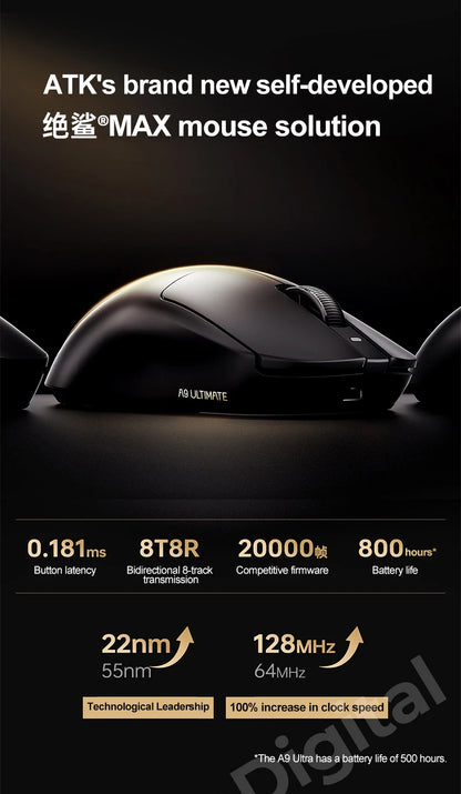 Bezprzewodowa mysz gamingowa ATK Dragonfly A9 Ultimate A9 Air PAW3950 ultralekka ergonomiczna mysz e-sportowa FPS dla graczy CSGO A9 Ultra