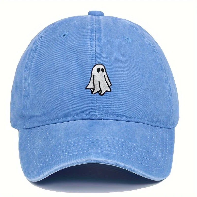 Halloween Embroidered Baseball Hat with Cute Ghost Pattern Simple Style Suitable for Men and Women