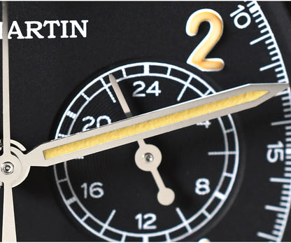 San Martin Vintage Men Quartz Watch Pilot VK64 Chronograph Watches Waterproof Luminous Quick Release Leather Strap SN0127