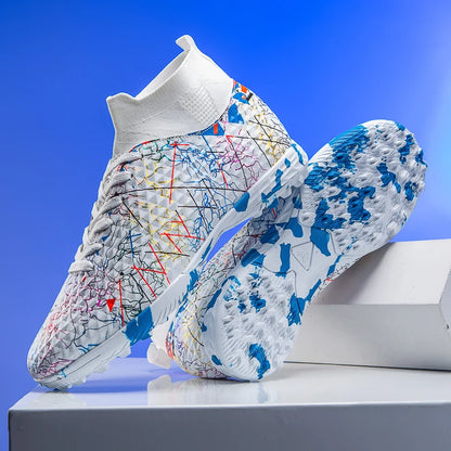 Nouvelles chaussures de football pour hommes, crampons pour terrain extérieur, baskets montantes très vendues pour intérieur, chaussures de football de haute qualité, chaussures de futsal antidérapantes