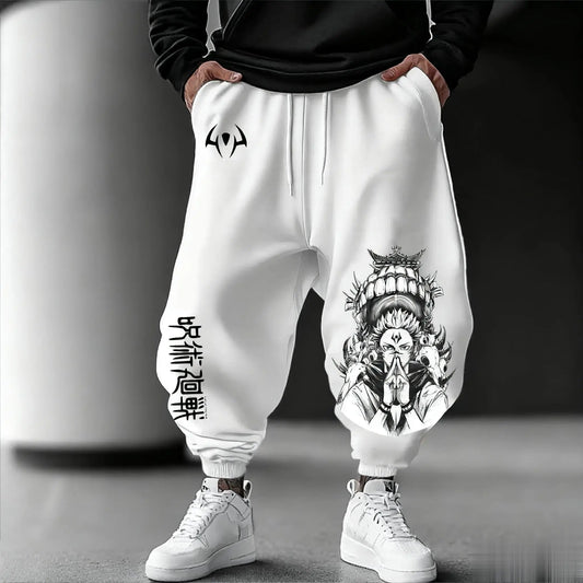 Jujutsu Kaisen Herren-Jogginghose, locker geschnittene Casual-Sweathose mit japanischem Anime-Print, Streetwear-Grafik, Hip-Hop-Hose, Y2K-Kleidung