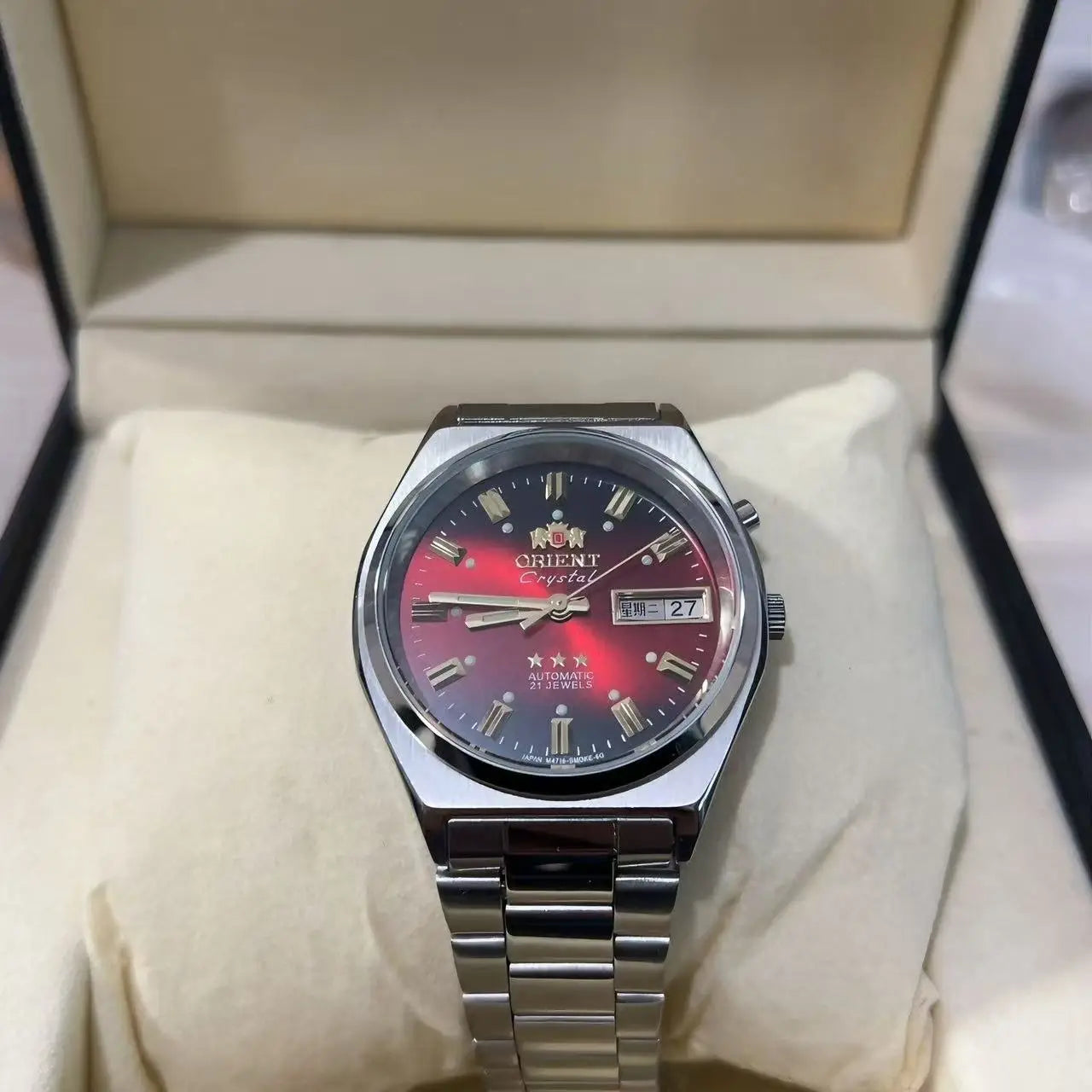 Unisex  Orient Mechanical Watch Steel Strap Folding Clasp Full Function World Time Watch Series 35MM
